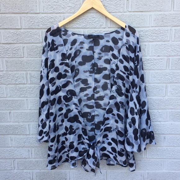 Rachel Zoe Tops - Rachel Zoe Sheer Tie Front Oversized Print Blouse